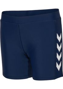 Badeshorts Hummel "HMLJR FITTED SWIM SHORTS", Jungen, Gr. 164, N-Gr, marineblaus, Obermaterial: 82% Polyamid, 18% Elasthan, Badehosen Badeshorts, elastischer Bund, Jersey-Stoff, Druck auf Wasserbasis