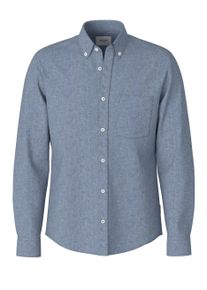 JOOP! Langarmhemd JOOP JEANS "Hali", Damen, Gr. L, N-Gr, dunkelblau, Web, Obermaterial: 55% Leinen, 45% Baumwolle, unifarben, regular fit normal, 1-Knopf-Manschette, Hemden Langarmhemd