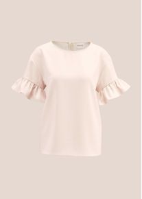 Madeleine Mode Kurzarmbluse MADELEINE "Bluse Hemdbluse mit gl&auml;nzendem Finish", Damen, Gr. 46, wei&szlig; (creme), Obermaterial: 100% Polyester PES., Modern, Blusen Kurzarmbluse