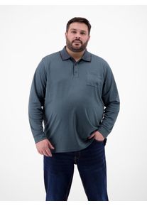 Poloshirt Lerros "Langarm Polo mit Brusttasche in Grossen Gr&ouml;ssen", Herren, Gr. 4XL, classic navy, 52% Baumwolle, 48% Polyester, ohne Ausschnitt, Shirts Poloshirt