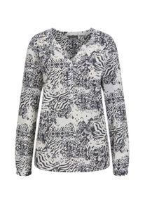 Schlupfbluse GOLDNER "Florale Druckbluse mit V-Ausschnitt", Damen, Gr. 54, schwarz (schwarz, gemustert), Obermaterial: 100% Viskose CV., Basic, normales B&uuml;ndchen, Blusen Schlupfbluse, Unikat-Print