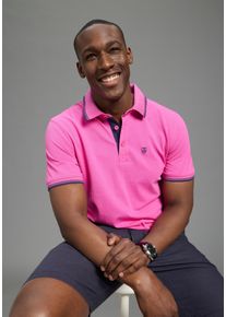 Poloshirt DELMAO "Neue Kollektion", Herren, Gr. 3XL (64/66), pink, Piqu&eacute;, Obermaterial: 100% Baumwolle, kontrastfarbene Details, normal, angesetztes B&uuml;ndchen, Shirts Poloshirt, normale Passform, Kurzarm, mit Stickerei