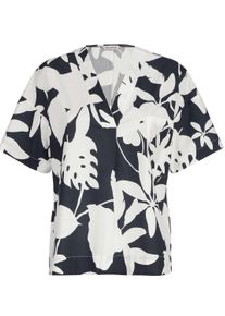 Shirtbluse Alba Moda "Bluse Bluse", Damen, Gr. 40, blau (marine), Obermaterial: 97% Baumwolle CO. 3% Elasthan EL., Modern, Blusen Shirtbluse