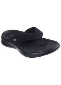 Zehentrenner Skechers "GO WALK FLEX SANDAL", Damen, Gr. 41, schwarz, Textil, Strukturmuster, unifarben, Schuhe Zehentrenner, Badeschuh, Strandschuh, Sommerschuh mit Goga Mat Fu&szlig;bett
