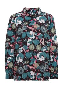 Klassische Bluse GOLDNER "Kurzgr&ouml;&szlig;e Abstrakte Druckbluse mit leichtem Glanz", Damen, Gr. 21, gr&uuml;n (gr&uuml;n, gemustert), Obermaterial: 100% Polyester PES., figurumspielend, Manschette, Blusen Klassische Bluse, Farbbrillanter Digitaldruck