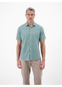 Kurzarmhemd Lerros "Kariertes Kurzarmhemd in Seersuckerqualit&auml;t", Herren, Gr. 3XL, Normalgr&ouml;&szlig;en, soft teal, 99% Baumwolle, 1% Elasthan, Hemden Kurzarmhemd