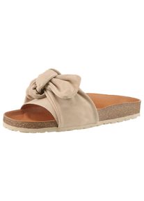 Pantolette VERBENAS "Roxy Roda", Damen, Gr. 40, beige, Veloursleder, Schuhe Pantolette, Sommerschuh, Flat, Pool Slides mit modischer Schlaufe