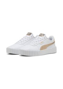 Sneaker Puma "CARINA 3.0 METALLIC WHISPER", Damen, Gr. 42,5, Puma wei&szlig;, Puma gold, Synthetik, unifarben, Schuhe Sneaker, mit Schn&uuml;rverschluss, leicht profilierte Gummi-Laufsohle