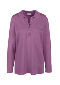 Strickpullover GOLDNER "Unkomplizierter Pullover mit Polokragen", Damen, Gr. 46, lila (hortensie), Obermaterial: 100% Polyacryl PAN., Tubular, Pullover Strickpullover, Vielseitig kombinierbar