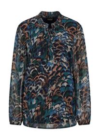 Schlupfbluse GOLDNER "Kurzgr&ouml;&szlig;e Leichte Jersey-Druckbluse, Langarm", Damen, Gr. 21, blau (royalblau, gemustert), Obermaterial: 100% Polyester PES., Modisch, gerade, Blusen Schlupfbluse, Semitransparente Chiffon-&Auml;rmel