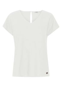 Kurzarmbluse oxmo "Kurzarmbluse OXSabine", Damen, Gr. 38, wei&szlig; (sanftes wei&szlig;), Obermaterial: 55% Leinen LI. 45% Viskose CV., Blusen Kurzarmbluse