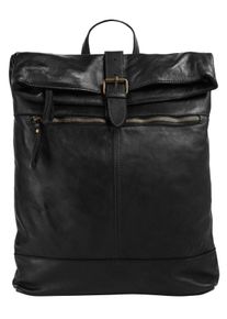 Tagesrucksack FORTY, Herren, Gr. B/H/T: 30cm x 30cm x 4cm, onesize, schwarz, Leder, Rindsleder, Rucks&auml;cke Tagesrucksack, echt Leder, Made in Italy
