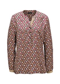 Schlupfbluse GOLDNER "Moderne Druckbluse in legerer Form", Damen, Gr. 40, rot (rot, gemustert), Obermaterial: 100% Viskose CV., Modisch, Manschette, Blusen Schlupfbluse, Grafisches Muster