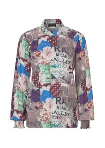 Schlupfbluse GOLDNER "Kurzgr&ouml;&szlig;e Leichte Printbluse, Patchwork-Muster", Damen, Gr. 22, beige (stein, gemustert), Obermaterial: 100% Viskose CV., figurumspielend, Blusen Schlupfbluse, Modischer Patchdruck