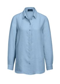 Langarmbluse GOLDNER "Bequeme Damen Businessbluse", Damen, Gr. 42, blau (regattablau, melange), Obermaterial: 100% Leinen LI., normal, Sonstiges, Blusen Langarmbluse, Ohne