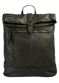 Tagesrucksack FORTY, Herren, Gr. B/H/T: 30cm x 30cm x 4cm, onesize, gr&uuml;n, Leder, Rindsleder, Rucks&auml;cke Tagesrucksack, echt Leder, Made in Italy
