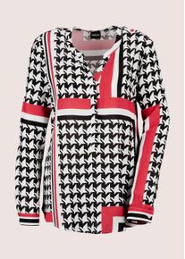 Madeleine Mode Langarmbluse MADELEINE "Bluse Tunika-Bluse", Damen, Gr. 40, schwarz (schwarz, wei&szlig;, rot), Obermaterial: 100% Viskose CV., Modern, normal, Blusen Langarmbluse