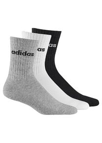 Funktionssocken adidas Performance "LINEAR CREW CUSHIONED SOCKEN, 3 PAAR", Damen, Gr. L (43/45), blau (medium grau heather, wei&szlig;, schwarz), Obermaterial: 73% Baumwolle, 24% Polyester, 2% Elasthan, 1% sonstige Fasern, Socken Funktionssocken