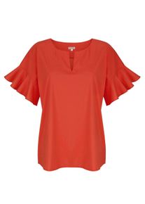 Kurzarmbluse Alba Moda "Bluse Bluse mit V-Ausschnitt", Damen, Gr. 38, orange, Obermaterial: 73% Baumwolle CO. 23% Polyamid PA. 4% Elasthan EL., Modern, Blusen Kurzarmbluse