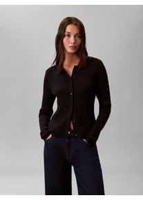 Strickjacke Calvin Klein Jeans, Damen, Gr. M (40), maritime blau, Strick, Obermaterial: 65% Polyester, 35% metallisierte Fasern, unifarben, regular fit taillenbedeckt, Rundhals, eingesetzt gerader Abschluss, Strickjacken Strickjacke, Regular fit mit Glitzer und Rundhalsausschnitt