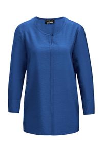 Schlupfbluse GOLDNER "Kurzgr&ouml;&szlig;e Viskosebluse mit 3/4-&Auml;rmeln, Rundhals", Damen, Gr. 21, blau (royalblau), Obermaterial: 87% Viskose CV. 13% Polyamid PA., figurumspielend, Manschette, Blusen Schlupfbluse, Ziernaht