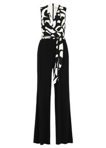 Jumpsuit Vera Mont "Jumpsuit mit Bindeg&uuml;rtel", Damen, Gr. 38, EURO, schwarz (patch schwarz, wei&szlig;), Obermaterial: 95% Polyester PES. 5% Elasthan EL., Overalls Jumpsuit