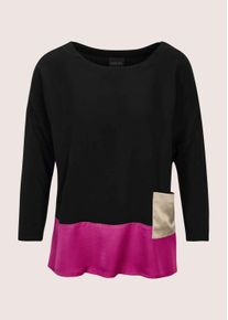 Madeleine Mode Langarmbluse MADELEINE "Bluse Moderne Bluse mit Farbspiel", Damen, Gr. 40, schwarz (magenta, schwarz, cappuccino), Obermaterial: 100% Viskose CV., Modern, Blusen Langarmbluse