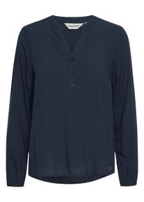 Langarmbluse oxmo "Langarmbluse OXElvy", Damen, Gr. 36, blau (total eclipse), Obermaterial: 100% Viskose LENZING ECOVERO CV LenzEcov., Blusen Langarmbluse