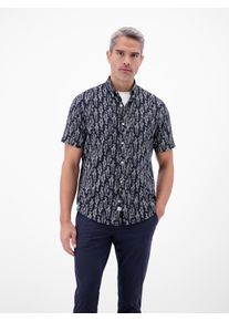 Kurzarmhemd Lerros "Kurzarmhemd mit marinem All-over-Print", Herren, Gr. M, Normalgr&ouml;&szlig;en, classic navy, 99% Baumwolle, 1% Elasthan, Hemden Kurzarmhemd