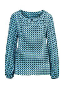 Kurzarmbluse GOLDNER "Druckbluse aus reiner Viskose", Damen, Gr. 48, blau (marine, gemustert), Obermaterial: 100% Viskose CV., Gummib&uuml;ndchen, Blusen Kurzarmbluse, keine/nicht relevant