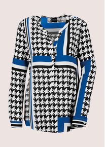 Madeleine Mode Langarmbluse MADELEINE "Bluse Tunika-Bluse", Damen, Gr. 36, schwarz (schwarz, wei&szlig;, royalblau), Obermaterial: 100% Viskose CV., Modern, normal, Blusen Langarmbluse