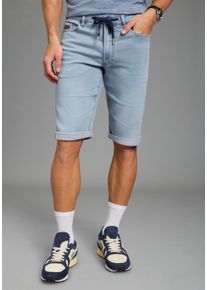 Jogg-Jeansbermudas Kangaroos, Herren, Gr. 42, L&auml;nge 32, light blau used, Denim/Jeans, Obermaterial: 65% Baumwolle, 33% Polyester, 2% Elasthan, unifarben, regular fit kniefrei, Jeans Jogg-Jeansbermudas, Regular Fit, gerade geschnittenes Bein