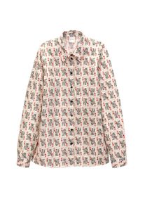 Madeleine Mode Langarmbluse MADELEINE "Bluse Baumwollbluse mit Kartenspiel-Motiven", Damen, Gr. 42, wei&szlig; (wei&szlig;, multicolor), Obermaterial: 100% Baumwolle CO., Modern, Blusen Langarmbluse