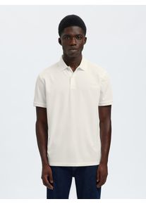 Poloshirt Selected "SLHFAVE BUTTON SS POLO NOOS", Herren, Gr. XL, cloud dancer, Jersey, Obermaterial: 50% Baumwolle, 50% Polyester, unifarben, regular fit normal, ohne Ausschnitt, Shirts Poloshirt, Baumwollmischung, regular fit