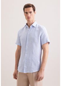 Leinenhemd Seidensticker "Schwarze Rose", Damen, Gr. XL (44), normale &Auml;rmell&auml;ngen, hellblau, 100% Leinen, gestreift, tailored fit, Hemden Leinenhemd, Shaped 1/2 Kentkragen Gestreift