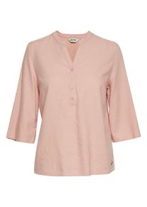 Klassische Bluse oxmo "Bluse OXAnea", Damen, Gr. 36, rot (coral cloud), Obermaterial: 55% Leinen LI. 45% Viskose CV., Blusen Klassische Bluse