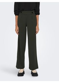 Jacqueline de Yong Jerseyhose JDY "JDYGEGGO NEW LONG PANT JRS NOOS", Damen, Gr. XS (34), L&auml;nge 30, gr&uuml;n (peat detail:schwarz buttons), Jersey, Obermaterial: 95% Polyester, 5% Elasthan, unifarben, relaxed fit lang, Hosen Jerseyhose, Materialmix