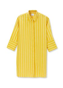 Madeleine Mode Hemdbluse MADELEINE "Hemd Langes Hemd mit Webstreifen und 3/4-&Auml;rmeln", Damen, Gr. 40, wei&szlig; (sonnengelb, wei&szlig;), Obermaterial: 60% Viskose CV. 20% Polyamid PA. 20% Polyester PES., Modern, Blusen Hemdbluse