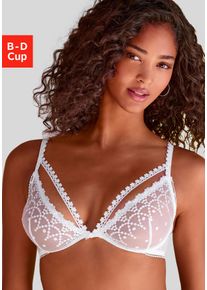 B&uuml;gel-BH Lascana "Fabia", Damen, Gr. 85, Cup B, wei&szlig;, Spitze, Obermaterial: 95% Polyamid, 5% Elasthan, BHs B&uuml;gel-BH, aus Stickereispitze in dezent transparenter Optik, sexy Dessous