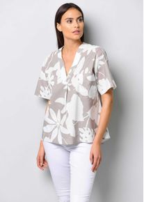 Shirtbluse Alba Moda "Bluse Bluse", Damen, Gr. 36, beige (taupe), Obermaterial: 97% Baumwolle CO. 3% Elasthan EL., Modern, Blusen Shirtbluse
