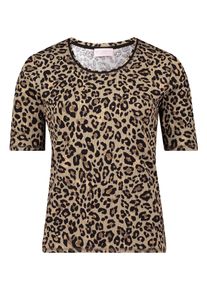 Rundhalsshirt Betty Barclay "Basic Shirt mit Rippenstruktur", Damen, Gr. 36, bunt (khaki, schwarz), Obermaterial: 95% Baumwolle CO. 5% Elasthan EL., Shirts Rundhalsshirt