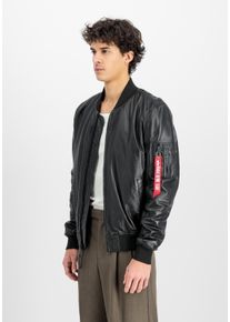 Lederjacke Alpha Industries "MA-1 Leather", Herren, Gr. M, schwarz, Obermaterial: 100% Leder; Futter: 100% Polyester; F&uuml;llung: 100% Polyester, Jacken Lederjacke