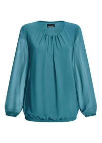 Klassische Bluse GOLDNER "Elegante Bluse aus Chiffon", Damen, Gr. 52, gr&uuml;n (petrol), Obermaterial: 67% Polyester PES. 30% Viskose CV. 3% Elasthan EL., Modisch, Blusen Klassische Bluse, Rundhalsausschnitt