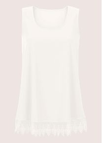 Madeleine Mode Blusentop MADELEINE "Blusentop Top mit Spitze", Damen, Gr. 40, wei&szlig; (wollwei&szlig;), Obermaterial: 100% Polyester PES., Modern, normal, Blusen Blusentop