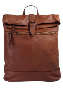 Tagesrucksack FORTY, Herren, Gr. B/H/T: 30cm x 30cm x 4cm, onesize, braun (cognac), Leder, Rindsleder, Rucks&auml;cke Tagesrucksack, echt Leder, Made in Italy