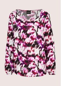 Madeleine Mode Schlupfbluse MADELEINE "Blusenshirt Elegante Viskosebluse mit Allover-Druck", Damen, Gr. 48, schwarz (beere, schwarz, gemustert), Obermaterial: 100% Viskose CV., Modern, figurumspielend, Blusen Schlupfbluse, Alloverprint