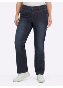 Bequeme Jeans sheego, Damen, Gr. 46, Normalgr&ouml;&szlig;en, dunkelblau used, 99% Baumwolle, 1% Elasthan, unifarben, lang, Jeans Bequeme Jeans