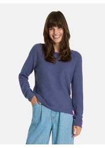 LIEBLINGSST&Uuml;CK Strickpullover LIEBLINGSST&Uuml;CK "Kyna", Damen, Gr. 44, blau (jeans), Strick, Obermaterial: 100% Baumwolle, clean, unifarben, normal, Rundhals, Pullover Strickpullover, mit Rundhals
