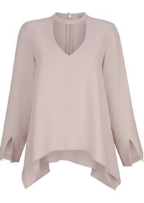 Langarmbluse Alba Moda "Oversizedbluse Oversizedbluse mit Cutout", Damen, Gr. 40, beige (stein), Obermaterial: 100% Polyester PES., Modern, ausgestellt, V-Ausschnitt, Blusen Langarmbluse