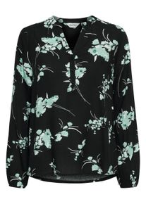 Langarmbluse oxmo "Langarmbluse OXElvy", Damen, Gr. 38, schwarz (schwarz mix), Obermaterial: 100% Viskose LENZING ECOVERO CV LenzEcov., Blusen Langarmbluse